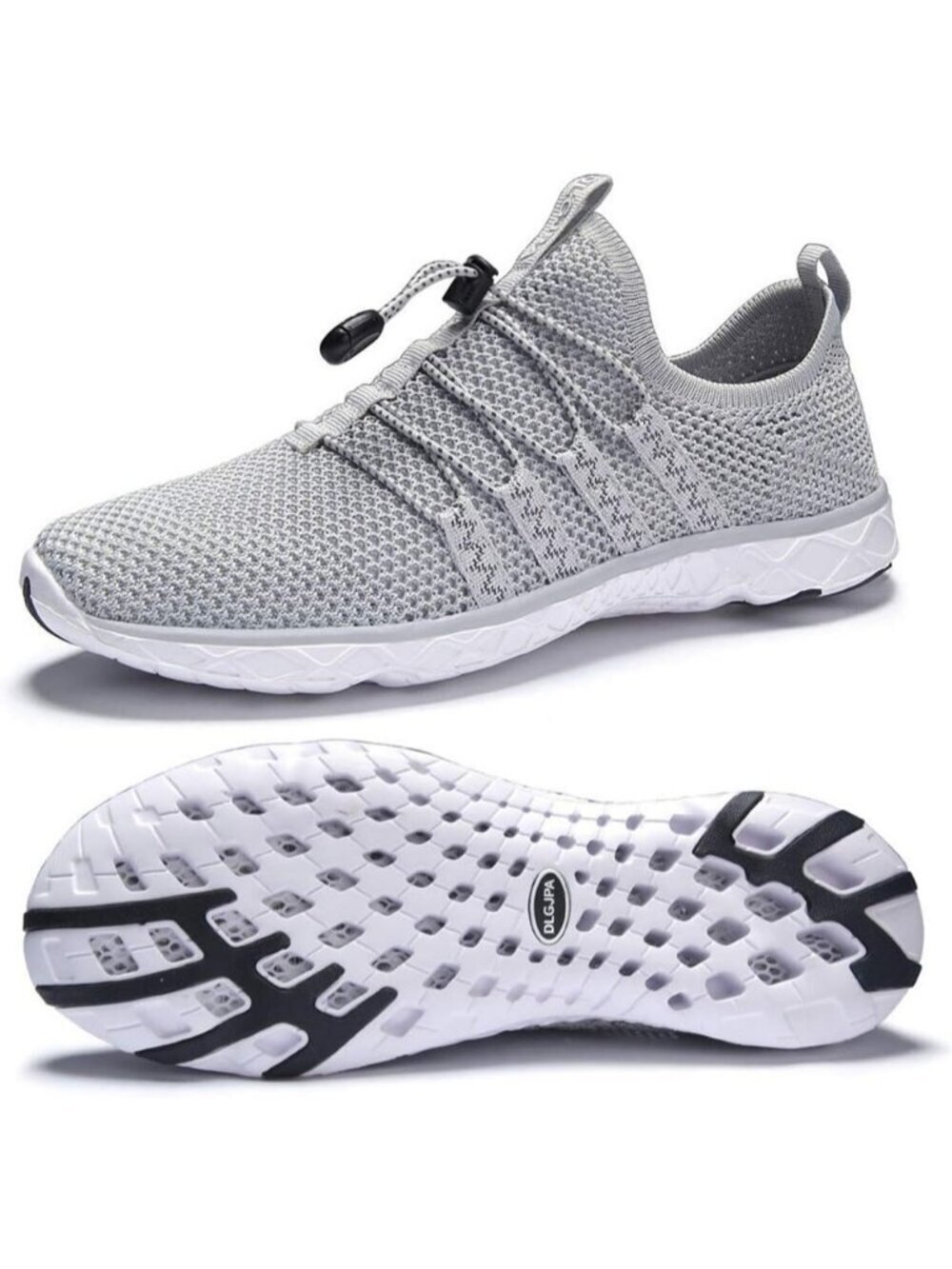 Men's Light Grey Quick Drying Aqua Water Lace-Up Athletic Woven Walking Sneaker